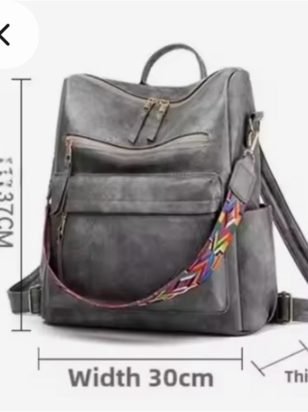 Luxe Vegan Leather Colorful Strap Backpack Shoulder bag - Picture 14 of 14